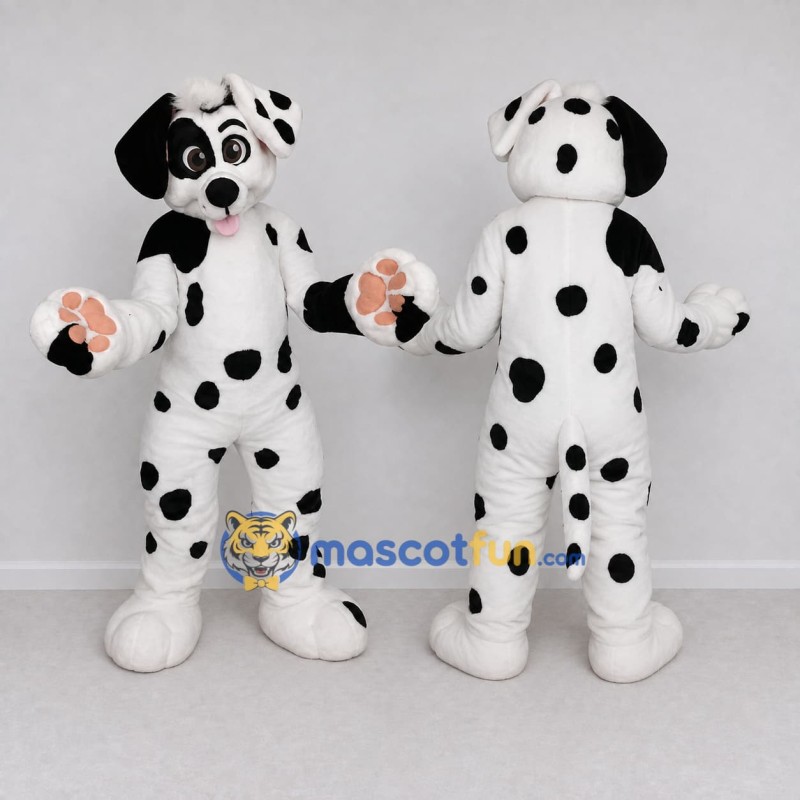 Custom White and Black Dalmatian Dog Mascot Costume Adult Full Body Suit for Pet Events Custom White and Black Dalmatian Dog Mascot Costume Adult Full Body Suit for Pet Events
