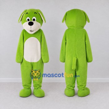 Custom Green and White Dog Mascot Costume Adult Full Body Suit for School Events