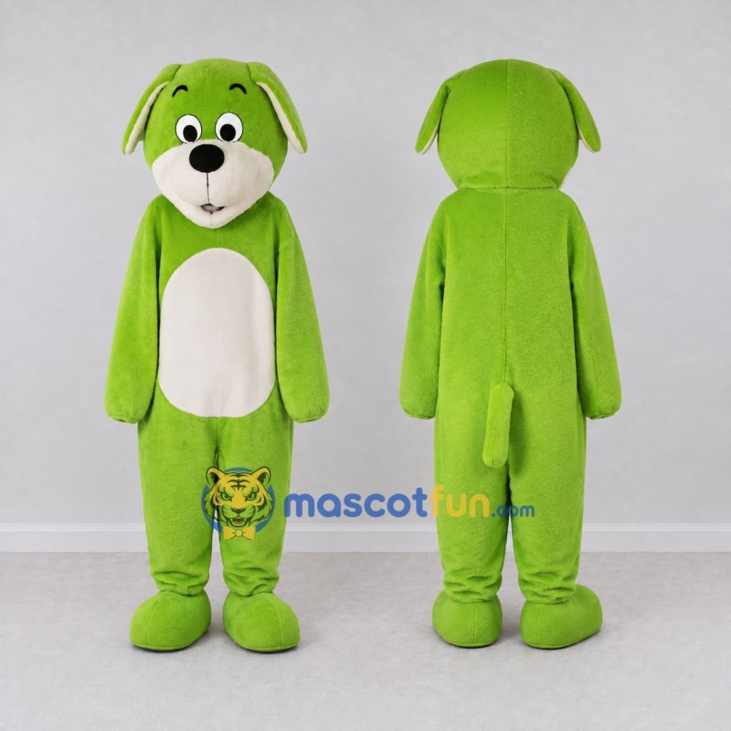 Custom Green and White Dog Mascot Costume Adult Full Body Suit for School Events Custom Green and White Dog Mascot Costume Adult Full Body Suit for School Events