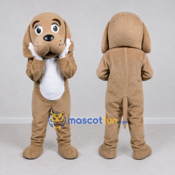 Custom Tan and White Dog Mascot Costume Adult Full Body Suit for Pet Events