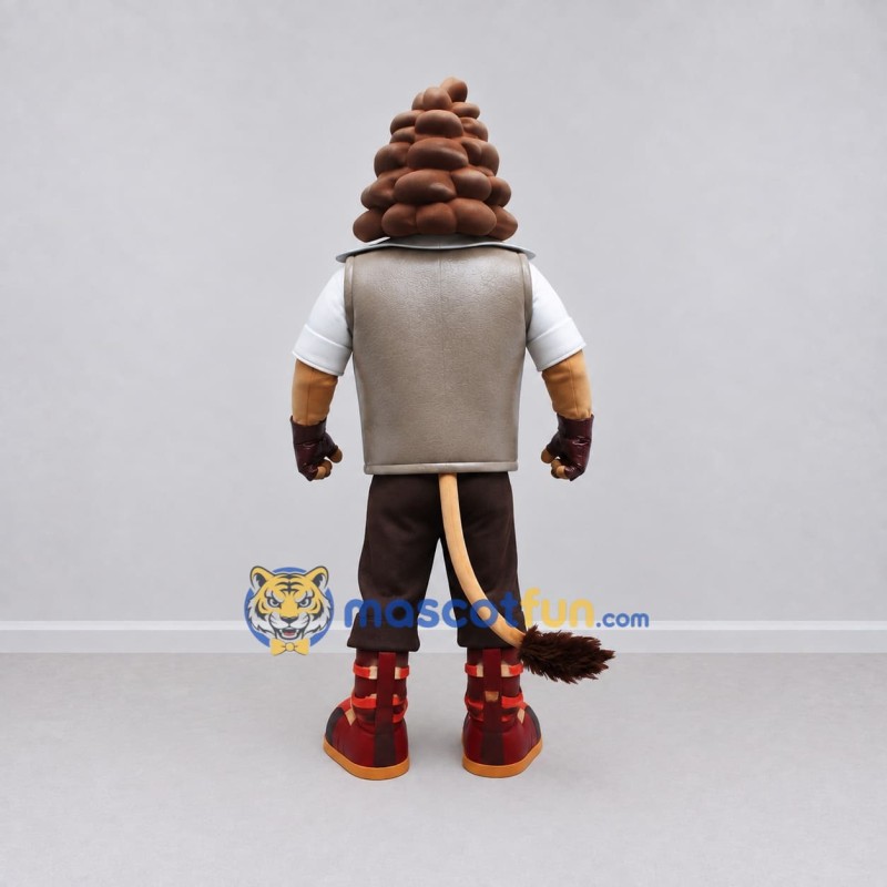 Custom Tan and Brown Lion in Vest Mascot Costume Adult Full Body Suit for Themed Parties