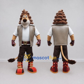 Custom Tan and Brown Lion in Vest Mascot Costume Adult Full Body Suit for Themed Parties