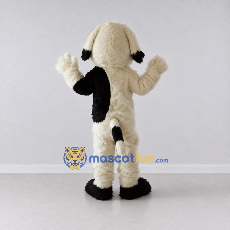Custom White and Black Shaggy Dog Mascot Costume Adult Full Body Suit for Pet Events Custom White and Black Shaggy Dog Mascot Costume Adult Full Body Suit for Pet Events