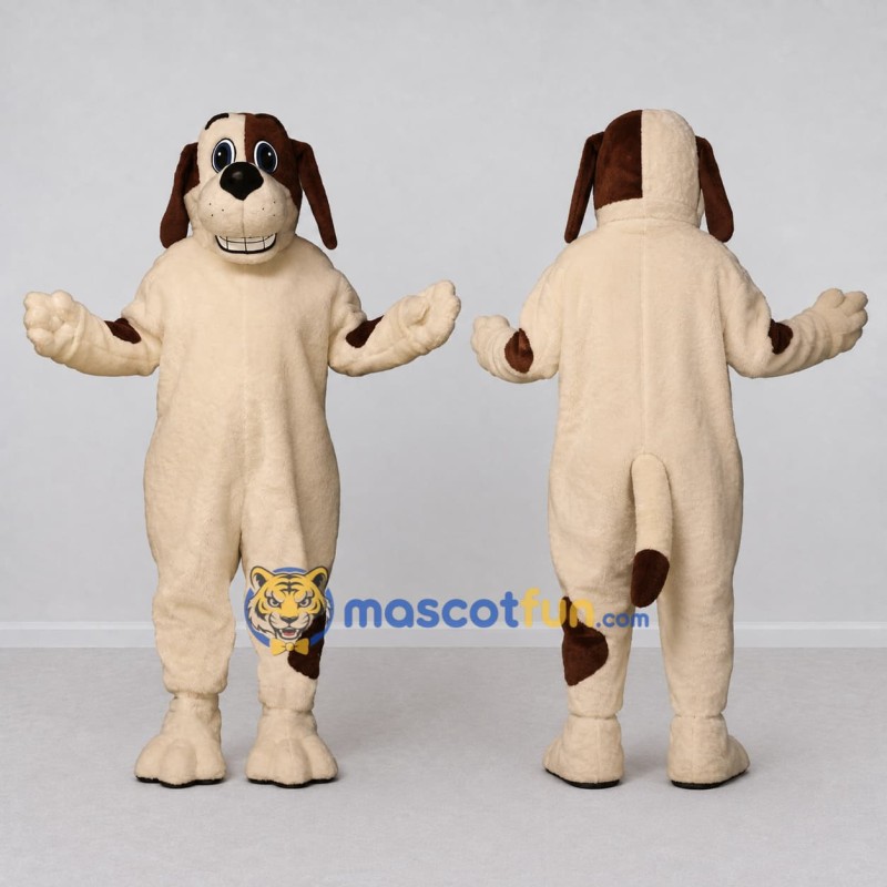 Custom Cream and Brown Dog Mascot Costume Adult Full Body Suit for Pet Events Custom Cream and Brown Dog Mascot Costume Adult Full Body Suit for Pet Events