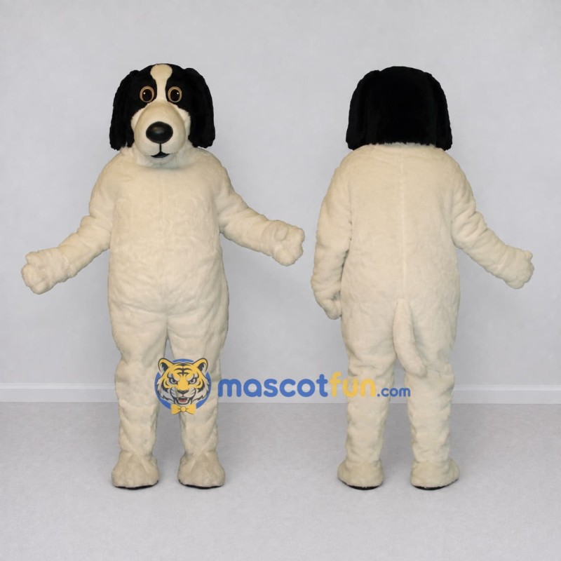 Custom Cream and Black Dog Mascot Costume Adult Full Body Suit for Pet Events
