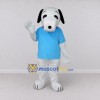 Custom White and Blue Dog in T Shirt Mascot Costume Adult Full Body Suit for School Events Custom White and Blue Dog in T Shirt Mascot Costume Adult Full Body Suit for School Events