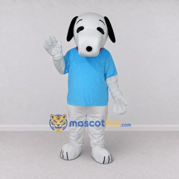 Custom White and Blue Dog in T Shirt Mascot Costume Adult Full Body Suit for School Events Custom White and Blue Dog in T Shirt Mascot Costume Adult Full Body Suit for School Events