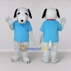 Custom White and Blue Dog in T Shirt Mascot Costume Adult Full Body Suit for School Events Custom White and Blue Dog in T Shirt Mascot Costume Adult Full Body Suit for School Events