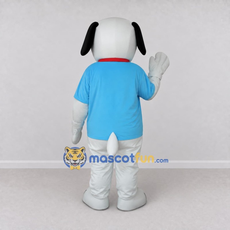 Custom White and Blue Dog in T Shirt Mascot Costume Adult Full Body Suit for School Events Custom White and Blue Dog in T Shirt Mascot Costume Adult Full Body Suit for School Events