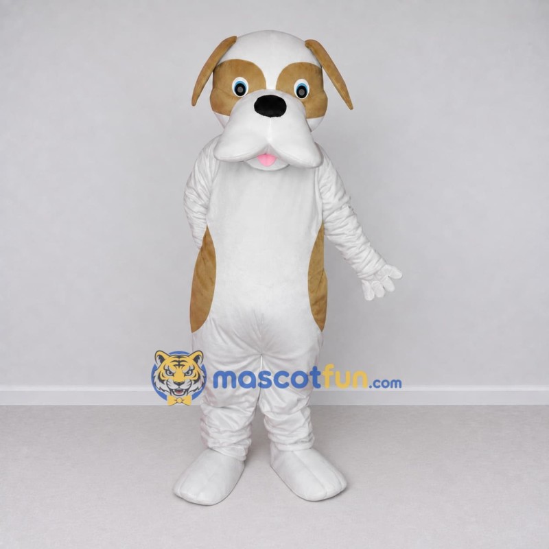 Custom White and Tan Dog Mascot Costume Adult Full Body Suit for Pet Events Custom White and Tan Dog Mascot Costume Adult Full Body Suit for Pet Events