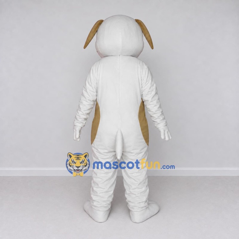 Custom White and Tan Dog Mascot Costume Adult Full Body Suit for Pet Events Custom White and Tan Dog Mascot Costume Adult Full Body Suit for Pet Events