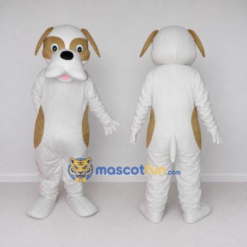 Custom White and Tan Dog Mascot Costume Adult Full Body Suit for Pet Events