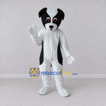 Custom White and Black Dog Mascot Costume Adult Full Body Suit for Pet Events Custom White and Black Dog Mascot Costume Adult Full Body Suit for Pet Events