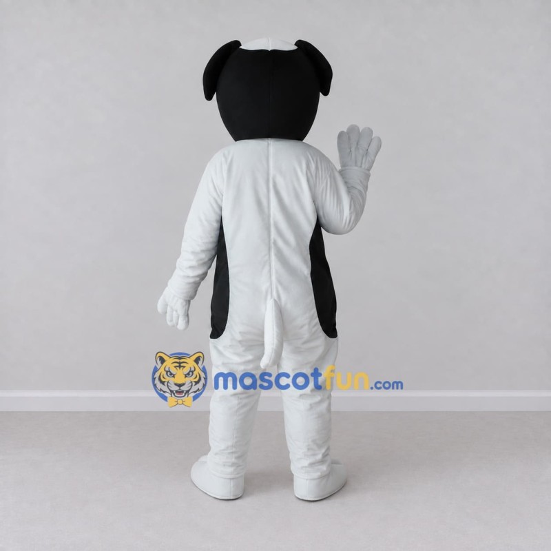 Custom White and Black Dog Mascot Costume Adult Full Body Suit for Pet Events Custom White and Black Dog Mascot Costume Adult Full Body Suit for Pet Events
