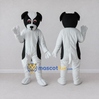 Custom White and Black Dog Mascot Costume Adult Full Body Suit for Pet Events