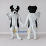 Custom White and Black Dog Mascot Costume Adult Full Body Suit for Pet Events
