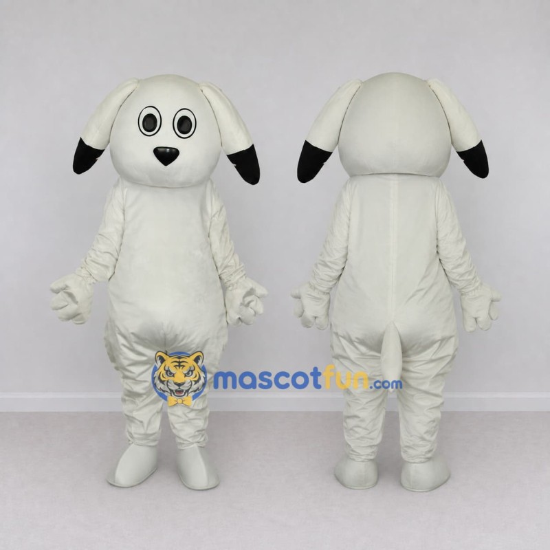 Custom White and Black Dog Mascot Costume Adult Full Body Suit for School Events Custom White and Black Dog Mascot Costume Adult Full Body Suit for School Events