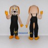 Custom Tan and Black Dog in Overalls Mascot Costume Adult Full Body Suit for Themed Parties