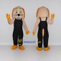Custom Tan and Black Dog in Overalls Mascot Costume Adult Full Body Suit for Themed Parties
