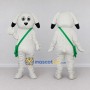 Custom White Black and Green Dog with Shoulder Bag Mascot Costume Adult Full Body Suit for School Events