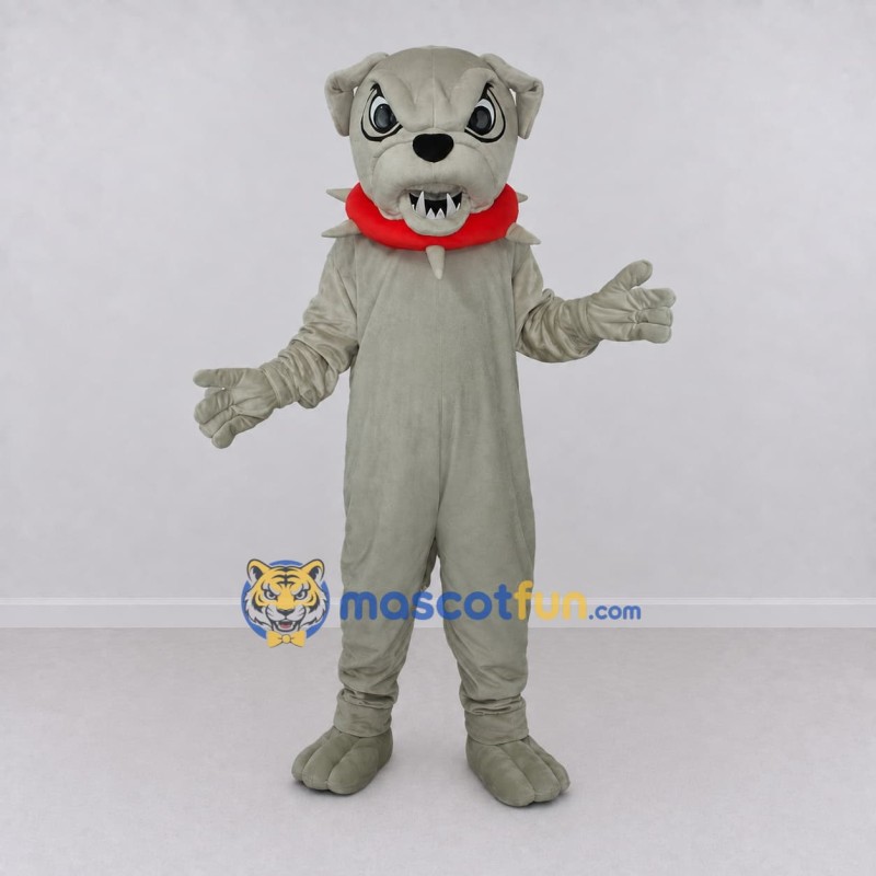 Custom Gray and Red Bulldog Mascot Costume Adult Full Body Suit for School Events