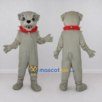 Custom Gray and Red Bulldog Mascot Costume Adult Full Body Suit for School Events