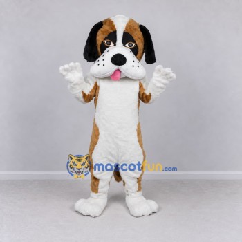 Custom Brown and White Saint Bernard Dog Mascot Costume Adult Full Body Suit for Pet Events Custom Brown and White Saint Bernard Dog Mascot Costume Adult Full Body Suit for Pet Events