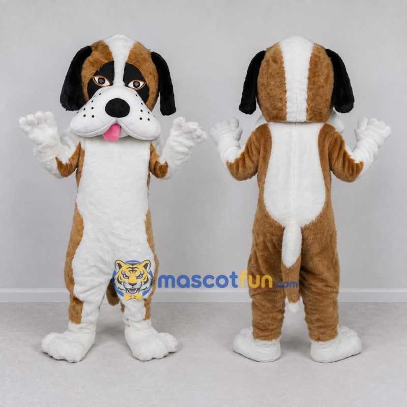 Custom Brown and White Saint Bernard Dog Mascot Costume Adult Full Body Suit for Pet Events Custom Brown and White Saint Bernard Dog Mascot Costume Adult Full Body Suit for Pet Events