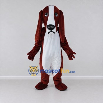 Custom Dark Brown and White Long Eared Dog Mascot Costume Adult Full Body Suit for Pet Events Custom Dark Brown and White Long Eared Dog Mascot Costume Adult Full Body Suit for Pet Events