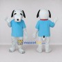 Custom White and Blue Dog in T Shirt Mascot Costume Adult Full Body Suit for School Events