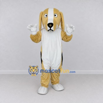 Custom Tan and White Long Eared Dog Mascot Costume Adult Full Body Suit for Pet Events