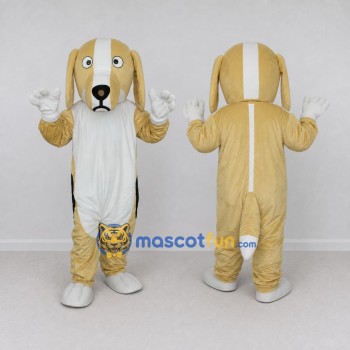 Custom Tan and White Long Eared Dog Mascot Costume Adult Full Body Suit for Pet Events