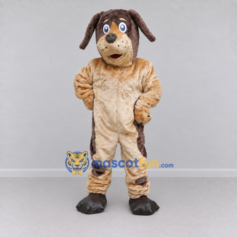 Custom Tan and Brown Dog Mascot Costume Adult Full Body Suit for Pet Events