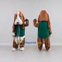Custom Brown White and Green Basset Hound in Vest Mascot Costume Adult Full Body Suit for Themed Parties