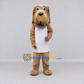 Custom Tan and White Shaggy Dog in Shirt Mascot Costume Adult Full Body Suit for Pet Events Custom Tan and White Shaggy Dog in Shirt Mascot Costume Adult Full Body Suit for Pet Events