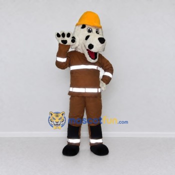 Custom White Brown and Yellow Dalmatian Firefighter Mascot Costume Adult Full Body Suit for Community Events