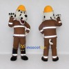 Custom White Brown and Yellow Dalmatian Firefighter Mascot Costume Adult Full Body Suit for Community Events