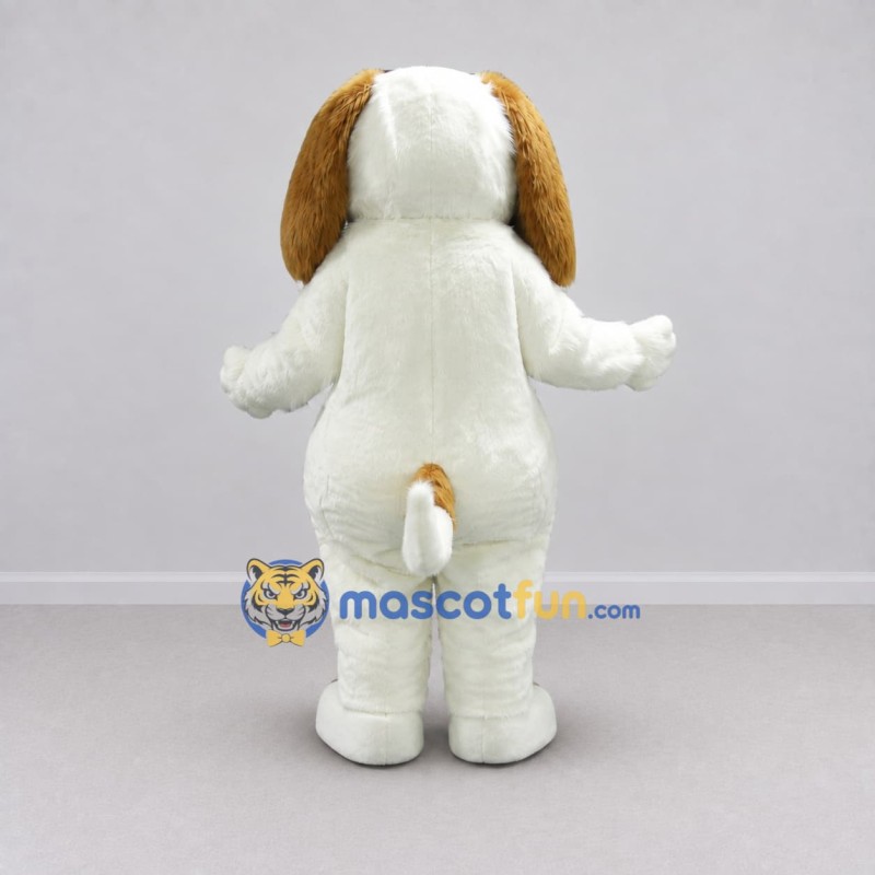 Custom White and Brown Dog Mascot Costume Adult Full Body Suit for Pet Events Custom White and Brown Dog Mascot Costume Adult Full Body Suit for Pet Events