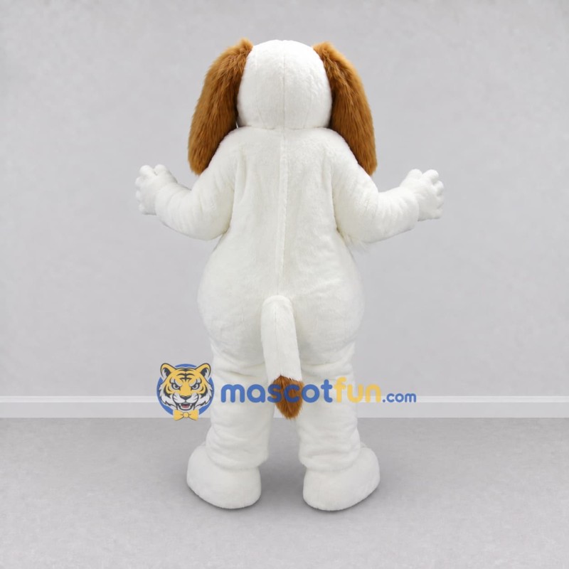 Custom White and Brown Dog Mascot Costume Adult Full Body Suit for Pet Events Custom White and Brown Dog Mascot Costume Adult Full Body Suit for Pet Events