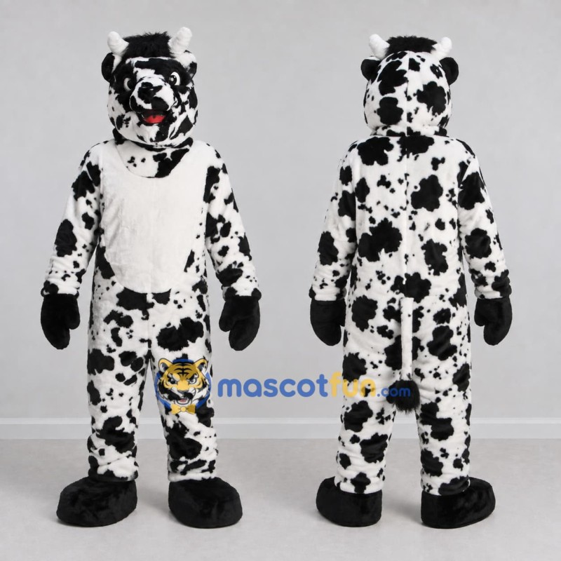 Custom White and Black Cow Mascot Costume Adult Full Body Suit for Farm Events Custom White and Black Cow Mascot Costume Adult Full Body Suit for Farm Events
