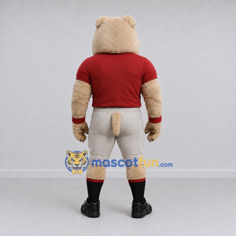 Custom Tan and Red Bulldog in Sportswear Mascot Costume Adult Full Body Suit for Sports Events