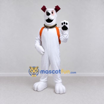 Custom White and Orange Dog with Backpack Mascot Costume Adult Full Body Suit for School Events Custom White and Orange Dog with Backpack Mascot Costume Adult Full Body Suit for School Events