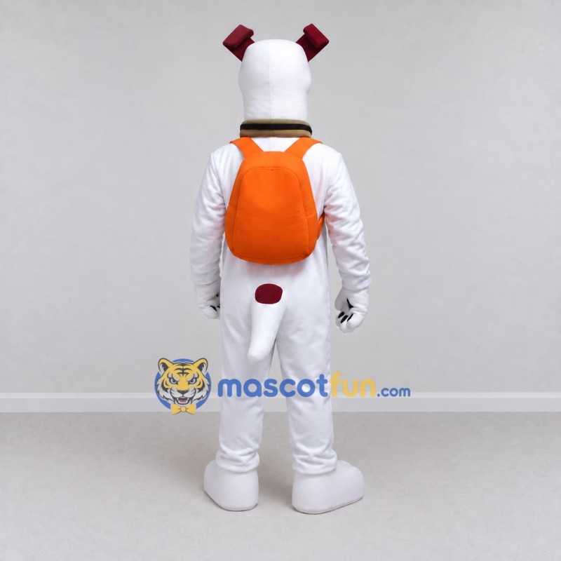 Custom White and Orange Dog with Backpack Mascot Costume Adult Full Body Suit for School Events Custom White and Orange Dog with Backpack Mascot Costume Adult Full Body Suit for School Events
