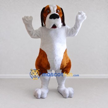 Custom Brown and White Dog Mascot Costume Adult Full Body Suit for Pet Events Custom Brown and White Dog Mascot Costume Adult Full Body Suit for Pet Events