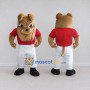 Custom Tan Red and White Bulldog in Sportswear Mascot Costume Adult Full Body Suit for Sports Events