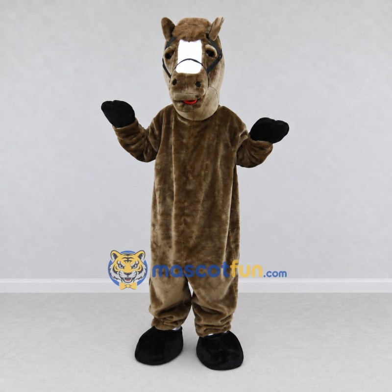 Custom Brown and White Horse Mascot Costume Adult Full Body Suit for Farm Events Custom Brown and White Horse Mascot Costume Adult Full Body Suit for Farm Events