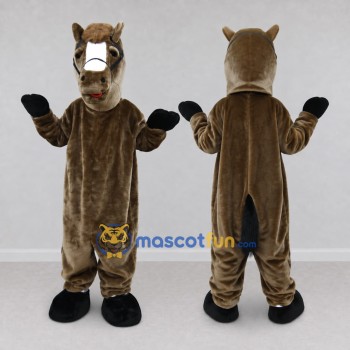 Custom Brown and White Horse Mascot Costume Adult Full Body Suit for Farm Events