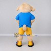 Custom Cream Blue and Yellow Dog in Sportswear Mascot Costume Adult Full Body Suit for Sports Events Custom Cream Blue and Yellow Dog in Sportswear Mascot Costume Adult Full Body Suit for Sports Events