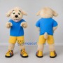Custom Cream Blue and Yellow Dog in Sportswear Mascot Costume Adult Full Body Suit for Sports Events