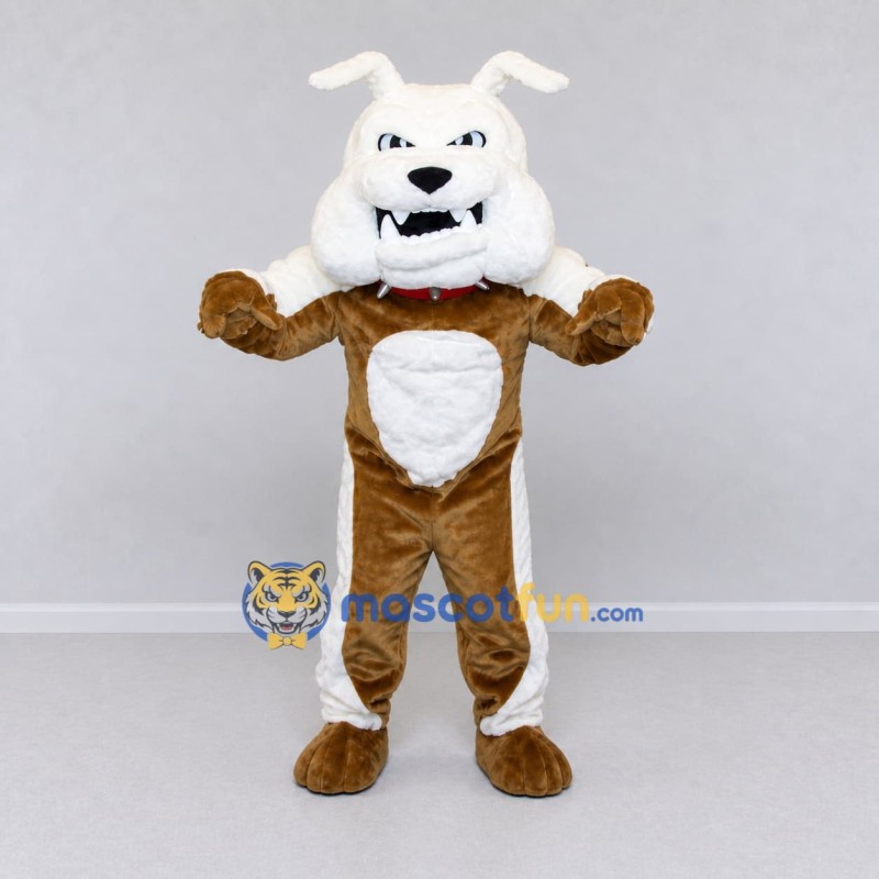 Custom Brown and White Bulldog Mascot Costume Adult Full Body Suit for School Events Custom Brown and White Bulldog Mascot Costume Adult Full Body Suit for School Events